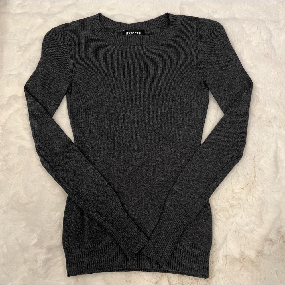 Express Charcoal Gray Crew Neck Sweater XS
